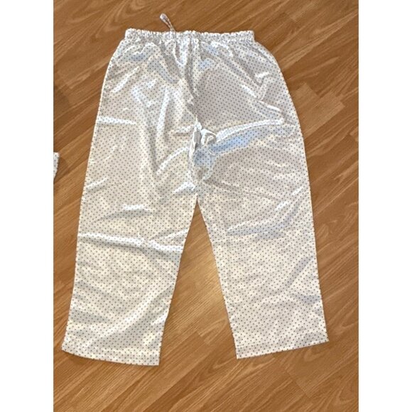 Vanity Fair Pajama Set Womens Satiny Polka Dot White Black Pink Trim Med (10-12) - Picture 10 of 12